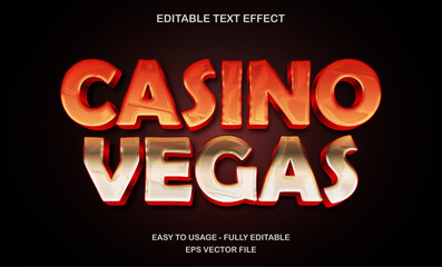 Poster - Editable retro vegas casino text effect with orange to silver metallic gradient