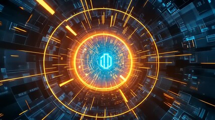 Wall Mural - Abstract digital vortex with glowing lines and circular patterns, symbolizing technology and innovation