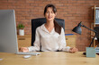 © Pixel-Shot - Young businesswoman meditating at table in office