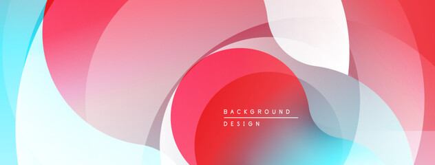 Poster - Abstract background. Overlapping translucent shapes create dynamic red, white, blue gradients. Modern design element.