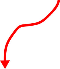 Poster - A bold red arrow curves downwards against a stark black background