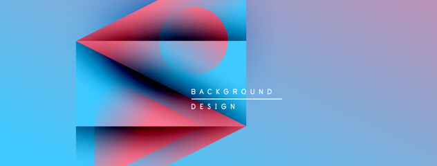 Leinwandbilder - Abstract geometric design. Blue, purple, red gradients create layered effect. Text reads background design. Modern visual presentation.