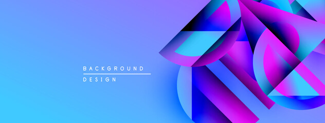 Poster - Abstract geometric shapes, vibrant blue, pink hues. Modern design, gradient effect, dynamic composition. Background element for digital projects.