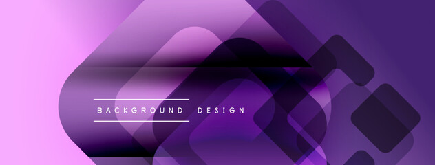 Leinwandbilder - Abstract purple layers create modern background. Geometric shapes overlap, forming dynamic visual effect. Text reads background design.