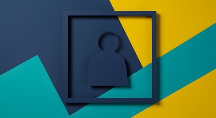 Aufkleber - Abstract image of a person inside a square frame with colorful geometric shapes background design