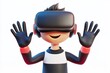 © Amrita - VR gloves isolated in 3d cartoon character on white background