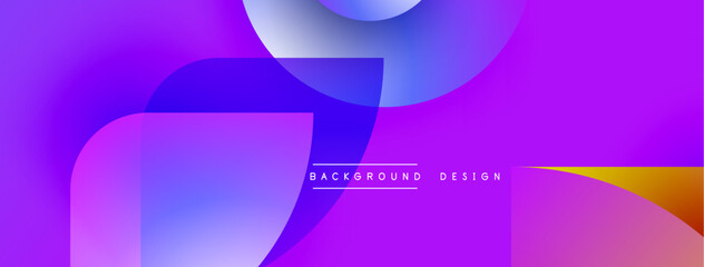 Fototapete - Abstract fluid shapes blend vibrant purple, blue hues. Modern design features text background design center. Gradient colors create dynamic visual effect.