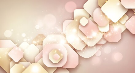 Poster - Delicate pastel abstract background with geometric shapes and sparkling lights design