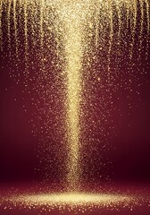 Poster - Elegant cascade of glittering gold particles on a rich burgundy backdrop scene