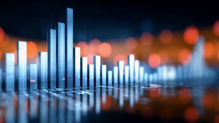 Poster - Data Visualization: A futuristic composition of vibrant blue and orange data bars, representing the complex and interconnected world of modern data analysis, statistics, and technological advancement.