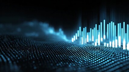 Poster - Abstract Visualization: A captivating, high-tech visual representation of a digital wave, pulsating with a brilliant blue light against a dark, futuristic background.