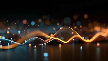 Poster - Digital Flow: A captivating digital art piece showcasing luminous, interconnected wave lines, swirling with vibrant energy and representing the dynamic flow of data and information.