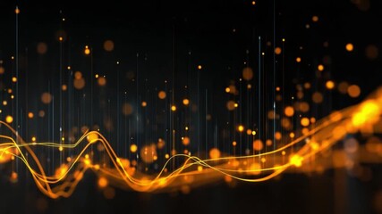 Poster - Dynamic Energy Waves: An abstract artwork depicts radiant, flowing energy waves illuminated against a dark backdrop with suspended particles.