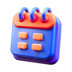 Fototapete - A 3d illustration of a calendar with dates and a spiral binding isolated on transparent background