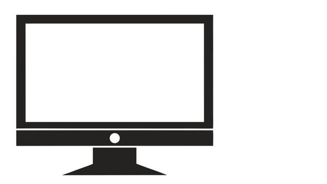 Black desktop computer monitor icon on white background
