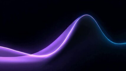 Poster - Glowing Neon Wave: An abstract composition features a vibrant neon wave, undulating across a deep black backdrop, creating a captivating visual of energy and motion.