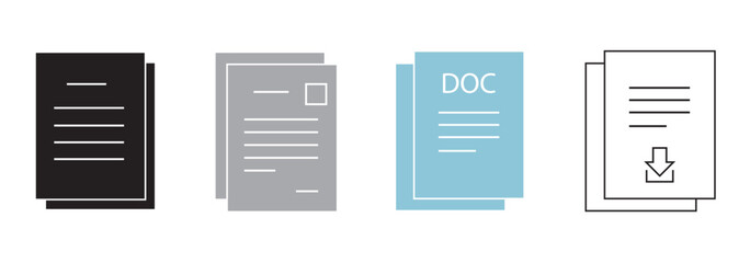 Poster - File icon set in white background. for your web site design, logo, app, UI. Vector graphics illustration and editable stroke. Document icons in different style. Document file icons. EPS 10.