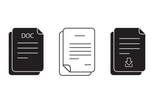File icon set in white background. for your web site design, logo, app, UI. Vector graphics illustration and editable stroke. Document icons in different style. Document file icons. EPS 10.