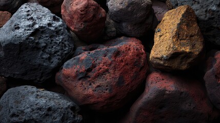Poster - Volcanic Rocks Displaying Rough Textures and Deep Rich Colors