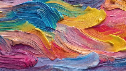 Poster - Vibrant Abstract Oil Painting with Colorful Brush Strokes and Texture