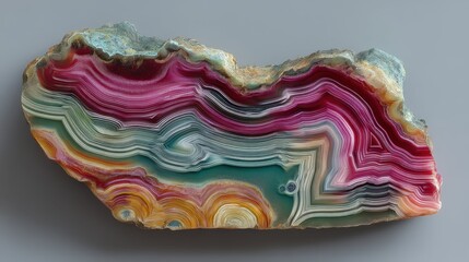 Poster - Colorful Agate Slice with Swirling Patterns in Vibrant Hues