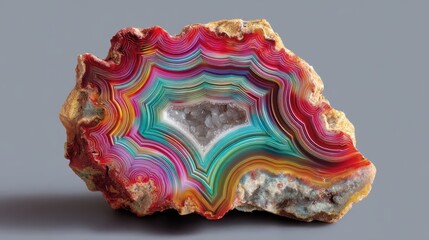 Poster - Colorful Agate Slice with Swirling Patterns and Intricate Details