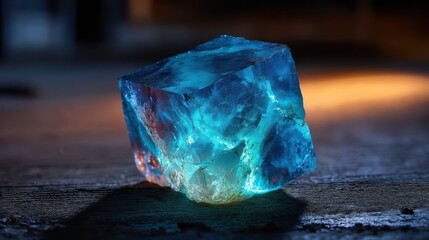 Poster - Crystal Clear Fluorite Glowing Under UV Light Display