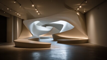 Poster - Modern Flowing Geometry in Art Installation with Illuminated Spaces