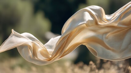 Poster - Delicate Silk Fabric Flowing Gracefully in the Gentle Wind