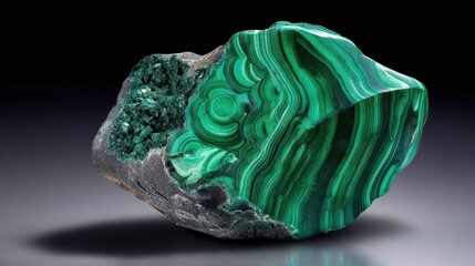 Poster - Vivid Green Malachite Mineral with Striking Banding Patterns