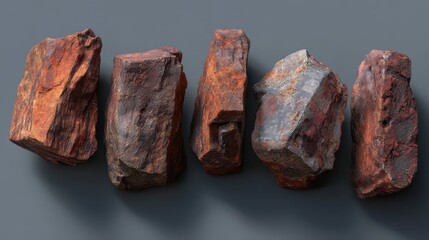 Poster - Rusty Iron Ore Rocks with Textured Surfaces and Rich Colors