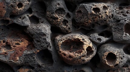 Poster - Unique Lava Rock Surface with Air Pockets and Distinctive Textures