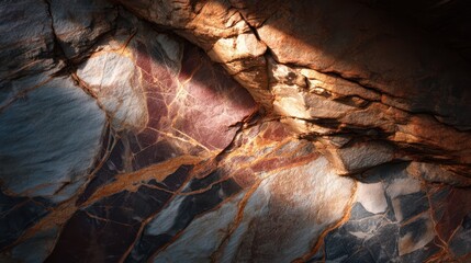 Poster - Dramatic Lighting Showcasing Intricate Marble Rock Patterns