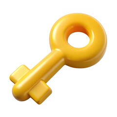 Poster - 3d yellow key isolated on transparent background