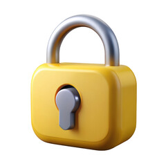 Aufkleber - 3d yellow padlock security icon isolated on transparent background