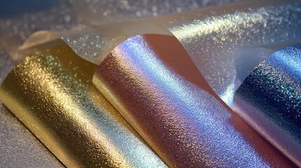 Poster - Shimmering Mica Sheets Reflecting Sunlight in Various Colors