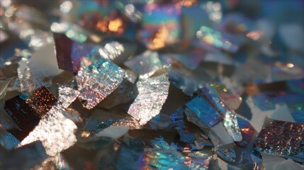 Poster - Shimmering Mica Sheets Reflecting Light in a Colorful Display