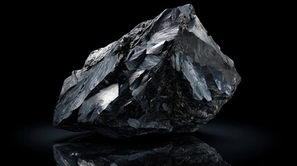 Poster - Shiny Black Obsidian Rock with Reflective Surface and Sharp Edges