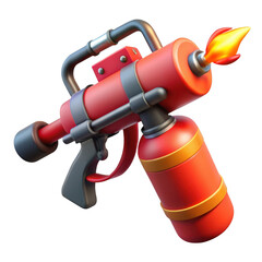 Poster - 3d red propane torch with flame isolated on transparent background