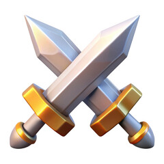 Poster - 3d crossed swords emblem isolated on transparent background