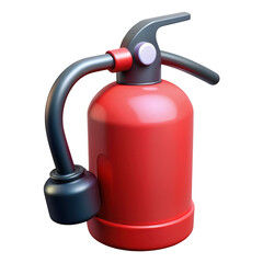 Poster - 3d fire extinguisher with hose isolated on transparent background