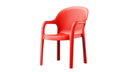 Fototapete - Vibrant red modern plastic chair with armrests perfect for outdoor patio seating or home decor