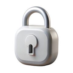 Poster - 3d white padlock security symbol isolated on transparent background