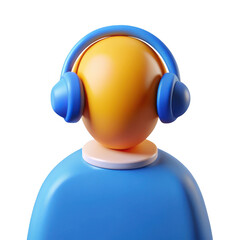 Poster - 3d character with headphones listening to music isolated on transparent background