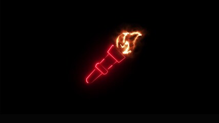 Fototapete -  neon light glowing torch icon isolated .Symbol fire hot, flame power, flaming and heat. 4K Video motion graphic animation . neon light glowing torch icon isolated dark vertical video background.