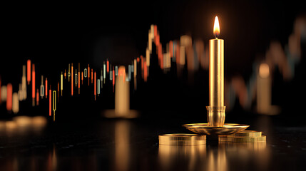 Poster - Gold candlestick with stock market investment trading graph growth.Trade business analytics graph and financial chart.Finance chart,stock market business and exchange financial growth graph. Stock Ill