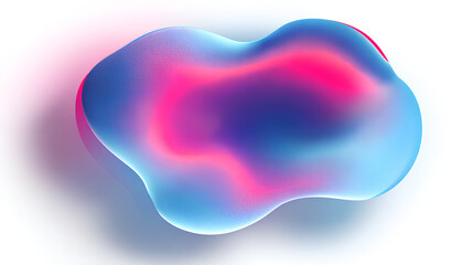 Poster - Gradient blurred shape. Colored fluid liquid element. Blue and pink soft blob. Holographic gradation spot. Vibrant organic figure with aura. Stock Illustration