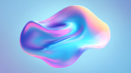 Poster - Gradient blurred shape. Colored fluid liquid element. Blue and pink soft blob. Holographic gradation spot. Vibrant organic figure with aura. Stock Illustration