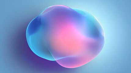 Poster - Gradient blurred shape. Colored fluid liquid element. Blue and pink soft blob. Holographic gradation spot. Vibrant organic figure with aura. Stock Illustration