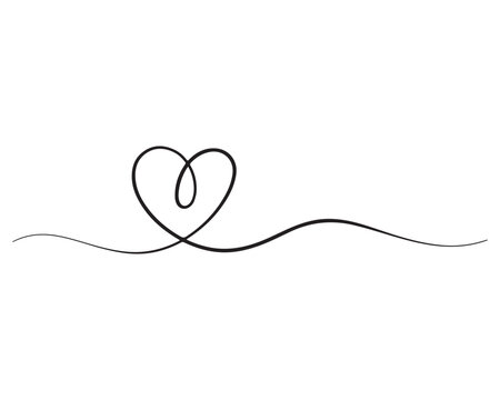  Heart Shape with Wavy Line on White Background
